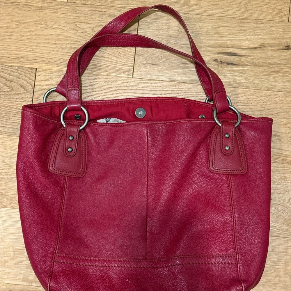 Sak Roots Classic Red Leather Tote Bag